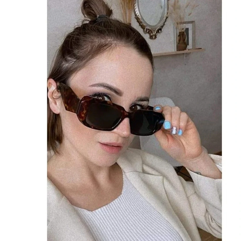 Tortoise Sunglasses Square Frame Designer Fashion Statement Trendy‎ Retro Lentes